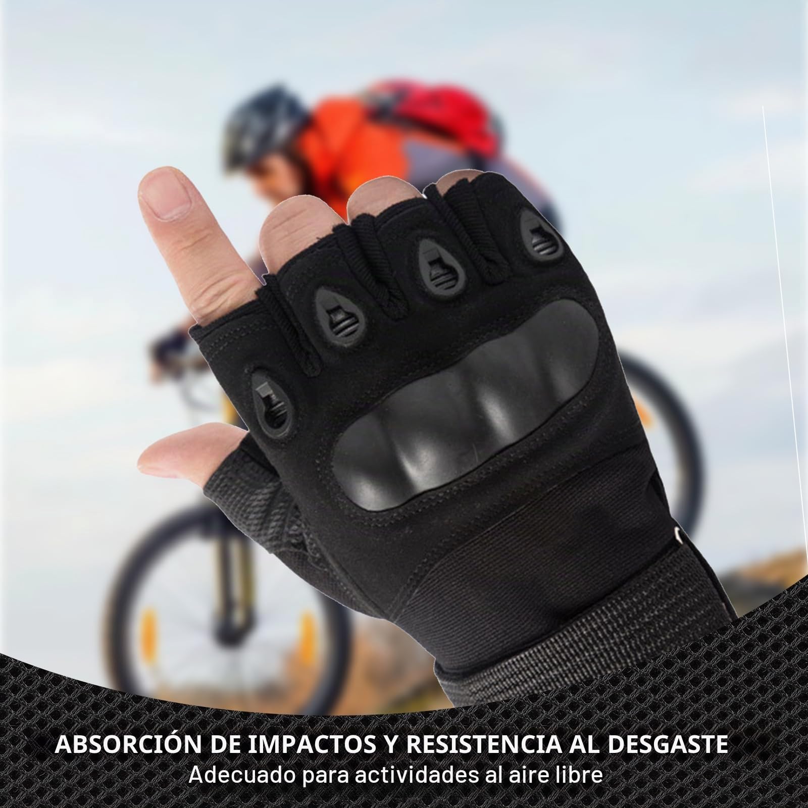 Guantes Tácticos Militares sin Dedos Antideslizantes Transpirables para Moto