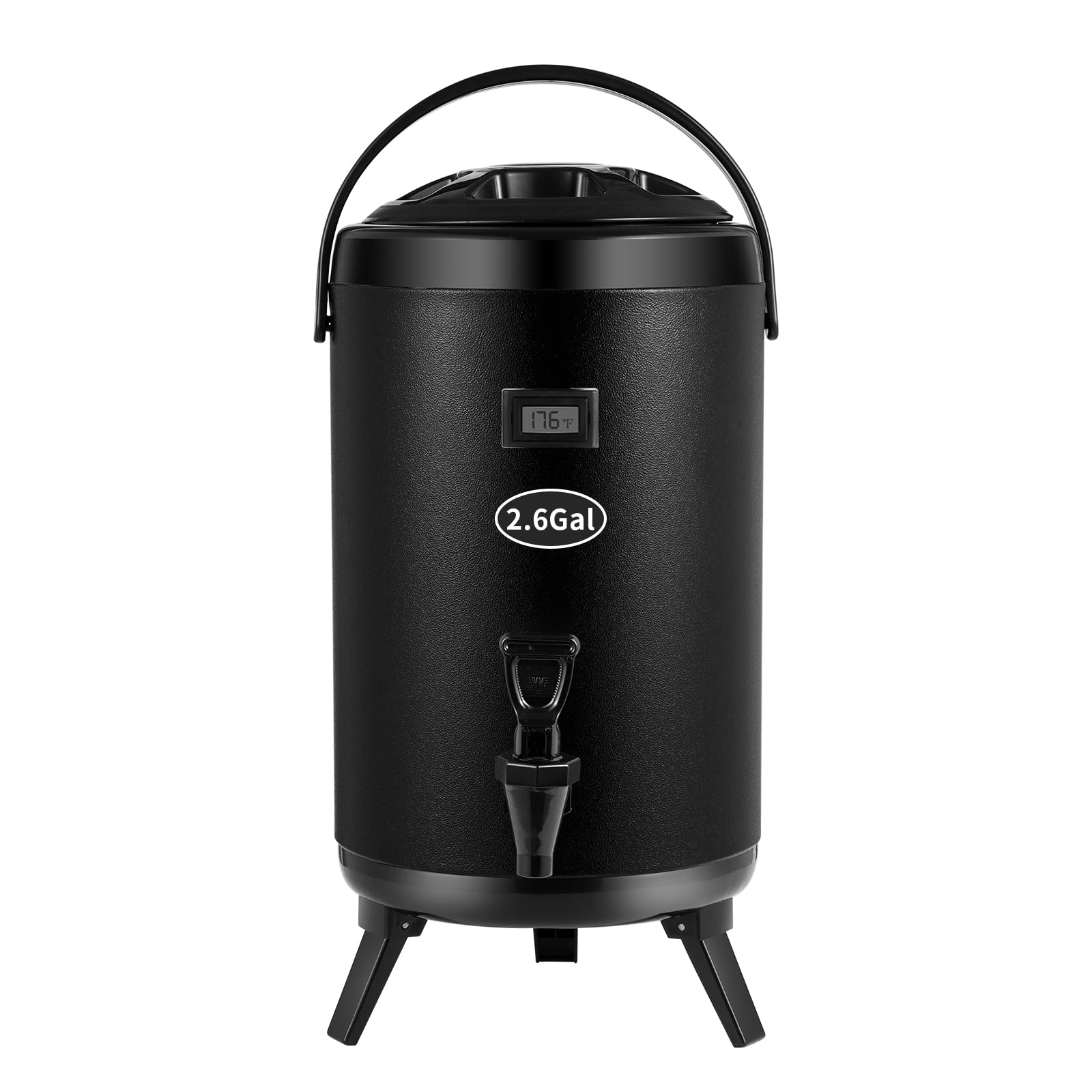 Dispensador de bebidas aislado con espiga, dispensador térmico de bebidas frías y calientes, dispensador de té de acero inoxidable de 10 L/10.5 cuartos de galón, dispensador de bebidas calientes para