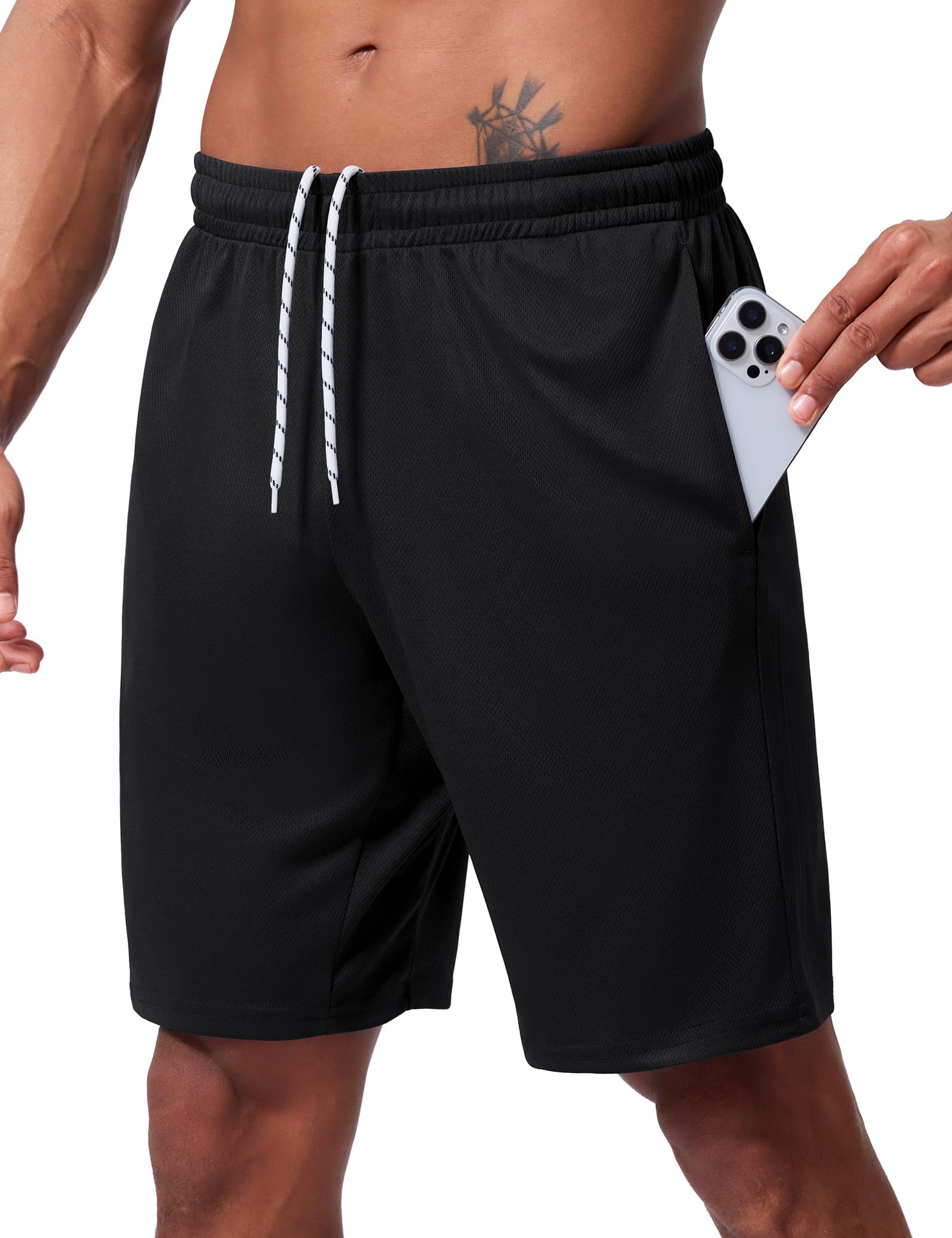 Mens Athletic Shorts 9 Inch Inseam - Quick Dry Mesh Basketball Shorts Men Lightweight Mens Gym Running Shorts