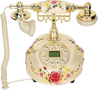Retro Antique Telephone, Resin Old Fashioned Desk Landline Telephone, Corded Vintage Classic Telephone with LCD Display, Redial and Button Dialing for Home, Office, Hotel