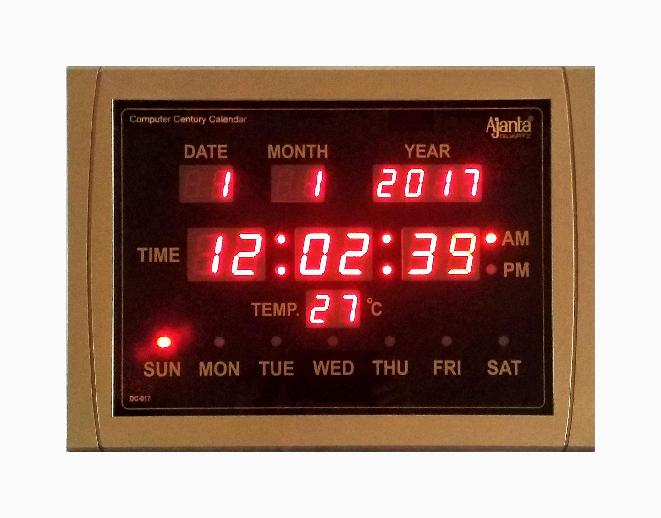 Ajanta Plastic Digital Wall Clock (425 cm x 325 cm x 32 cm, Black)