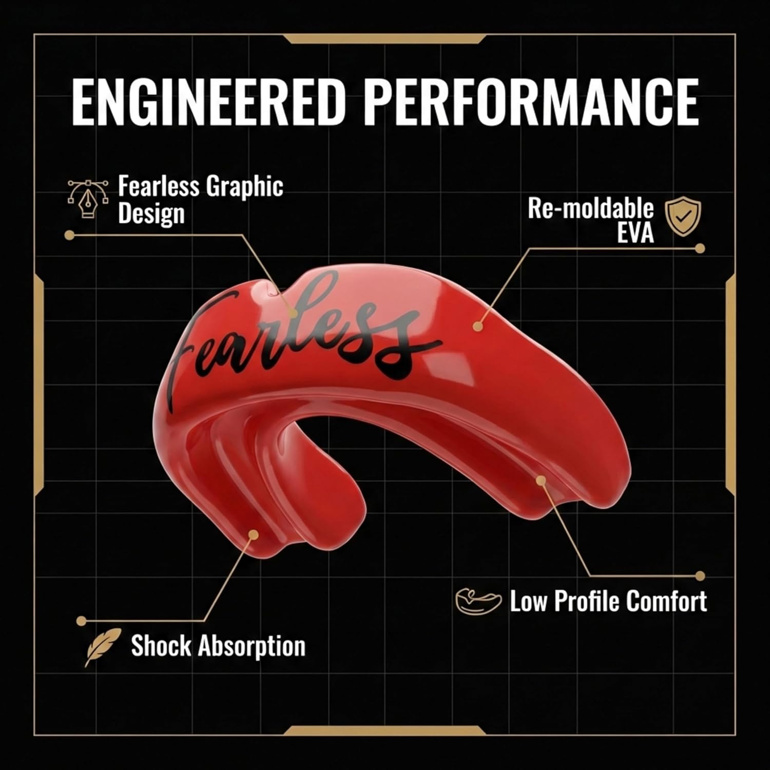 Shurfit Premium Mouth Guard for Sports - Boxing MMA Wrestling Football Mouthguard for Adults Youth Kids | Boil and Bite Moldable Mouthpiece for Braces Basketball Lacrosse Hockey (Fearless)