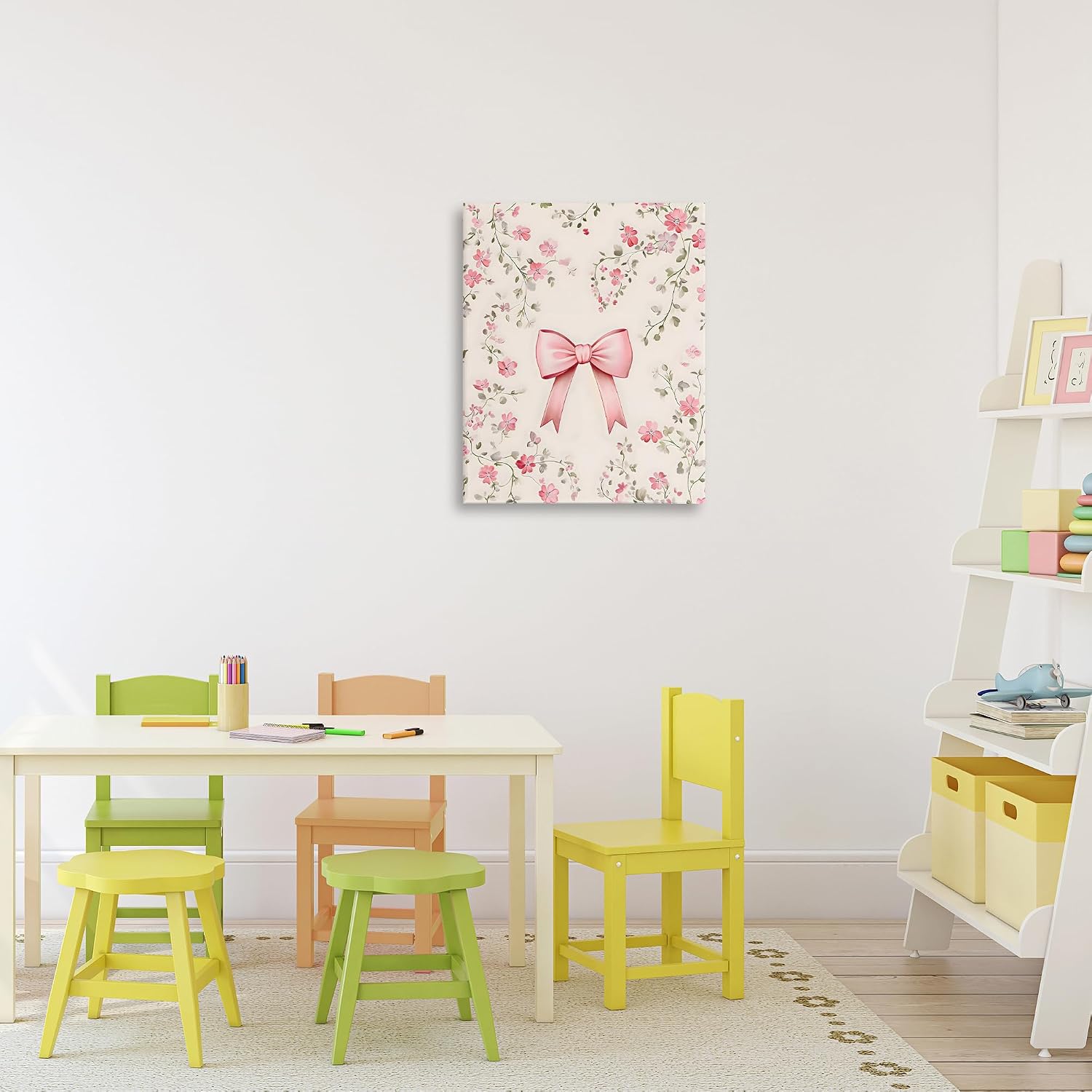 'Girly Ribbon Bow'| Canvas Art | Stupell Industries | 16 x 20 Inches, Easy to Hang and Sturdy, Made in USA, by Arlington Prints