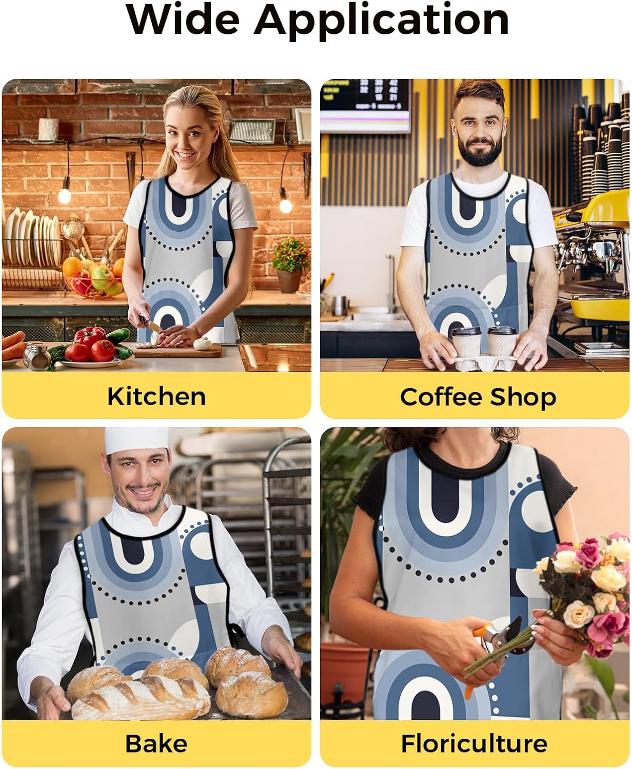 Valentine's Love Cobbler Aprons with 2 Pockets for Women Men, Saint Heart Burlap Boho Plaid Stripes