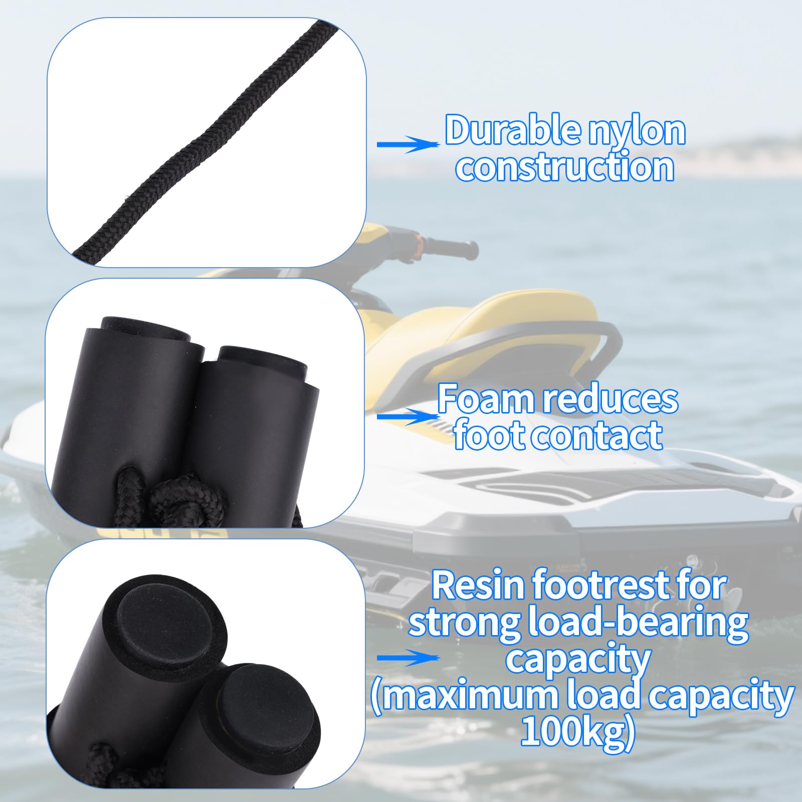 Scala di Corda per Barche a 2 Gradini, Assistenza All'Imbarco Scala di Risalita Portatile Pieghevole Esterni per Gommoni Barche a Vela Kayak Motoscafi e Canoa (Capacità Carico 100 kg)