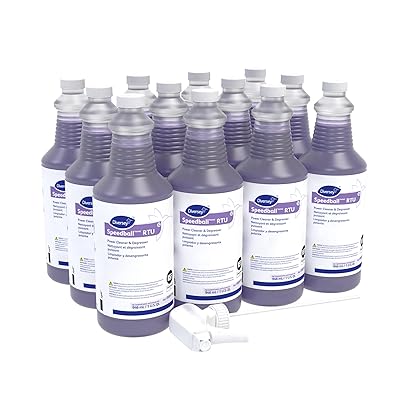 Diversey 95891164 Speedball RTU Power Cleaner & Degreaser, Heavy-Duty, Non-Butyl Commercial Strength Purple Spray, Lemon Scent, Capped Ready-to-Use, 32-Ounce Pack of 12 with 1 spray nozzle