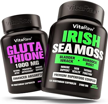 VitaRaw Glutathione + Irish Sea Moss - Immune Support + Joint & Thyroid Support & Gut Health