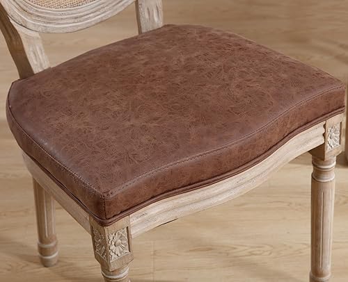 Miniatura 89 de chairus Juego de 2 sillas de comedor de ratán de granja, sillas de campo francesas de cuero con respaldo redondo, sillas laterales ovaladas para