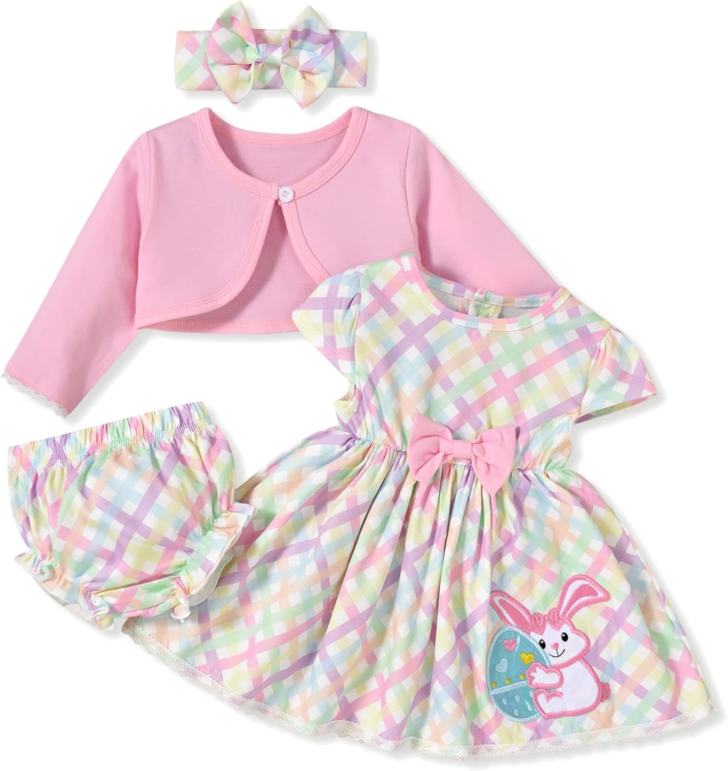 Baby Girl Easter Dress Infant 4pcs Bunny Cardigan Sets