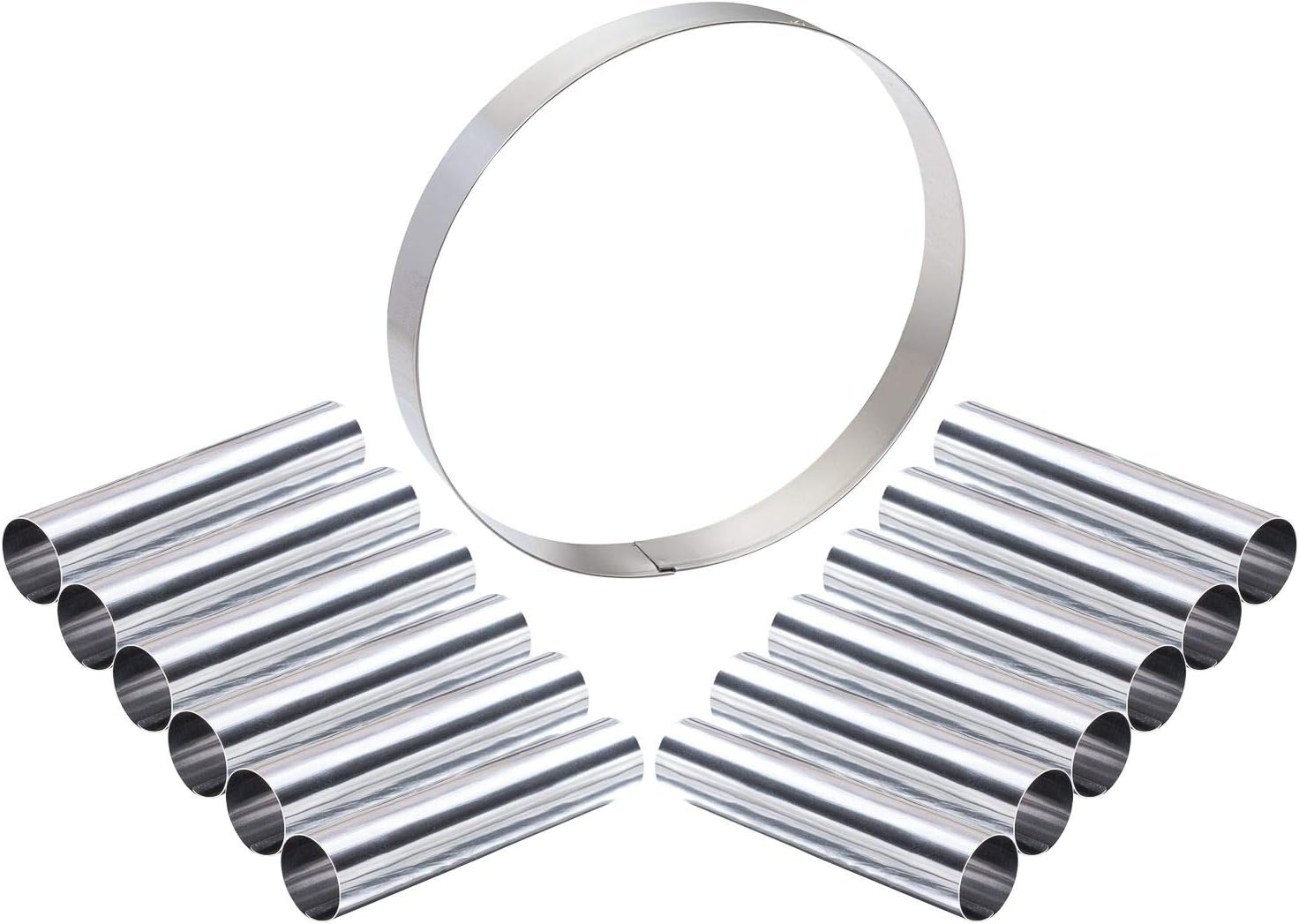 Cannoli Tubes Kit, Set of 12 Pastry Shell Forms Plus Round Cookie Cutter, 4.5" - Stainless Steel Canolis mold