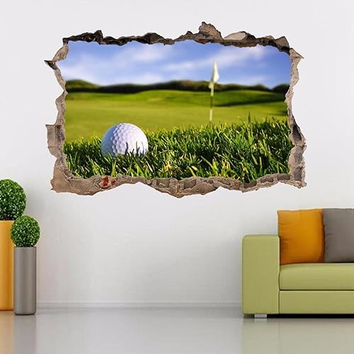 Pegatinas 3D para decoración de pared, campo de golf, etiqueta engomada de pared gráfica, decoración del hogar, mural artístico, 21.7 x 31.5 in