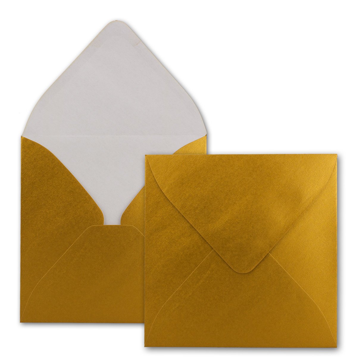 200x Quadratische Briefumschläge in Gold Metallic - 15,5 x 15,5 cm - ohne Fenster, mit Nassklebung - 110 g/m² - Für Einladungskarten zu Hochzeit, Geburtstag und mehr - Serie FarbenFroh
