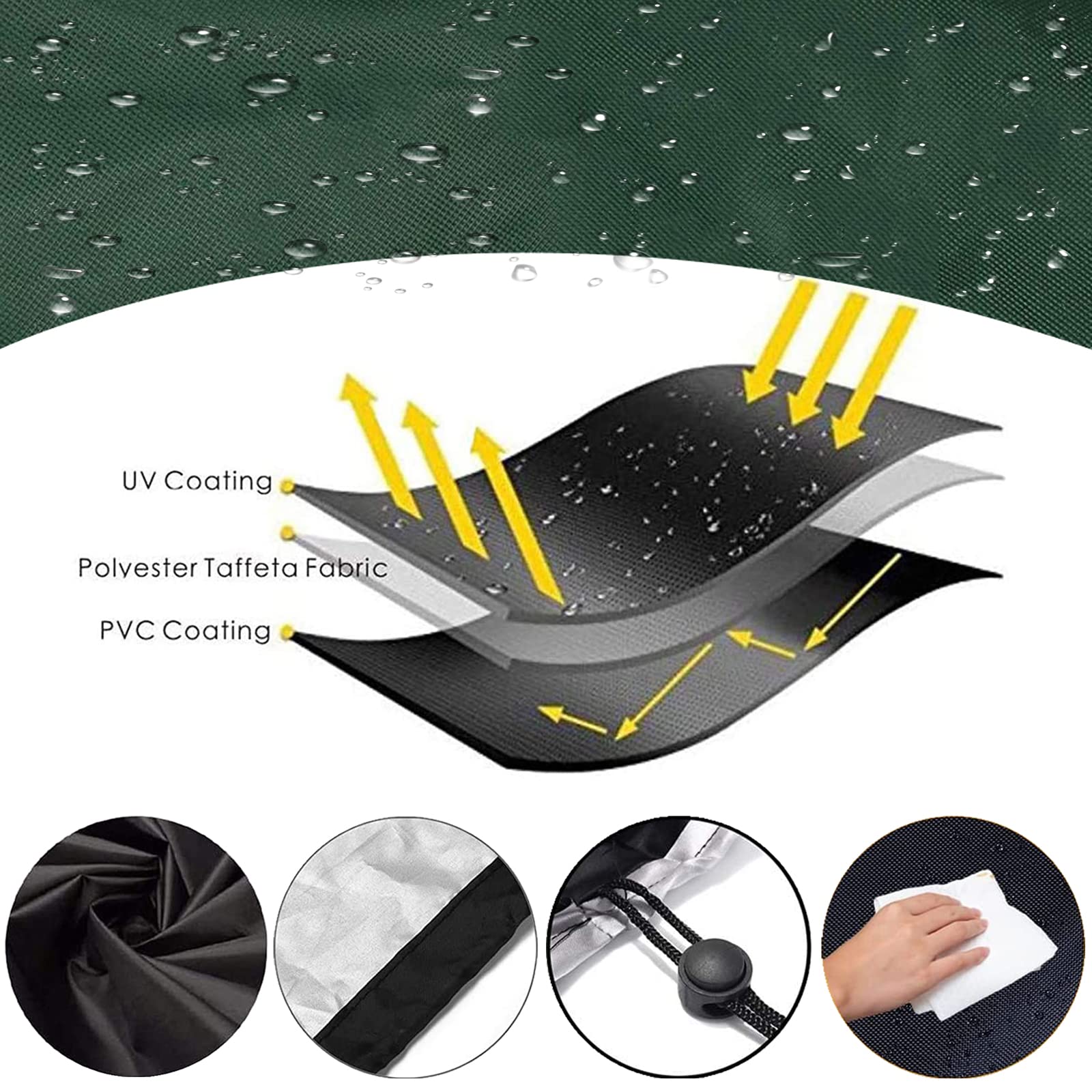 Copertura per mobili da esterno 330 x 220 x 90 cm, impermeabile, resistente, rettangolare, protezione per mobili da giardino, antivento, protezione solare resistente agli strappi, tessuto Oxford