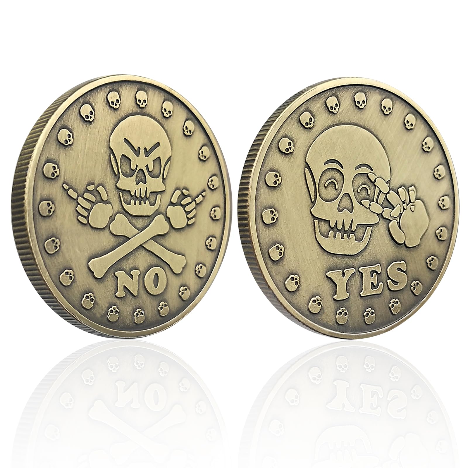 CHURYUML Yes No Coin - Yes or No Decision Maker Coins - Destiny Flip Novelty Coin - Funny Gifts for Women Men - Party Game Supplies, Happy or Serious Skull Pattern