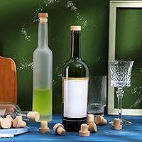 Vista 3 de Tapones de corcho reutilizables en forma de T, 12 tapones de madera y goma para botellas de vino y cerveza