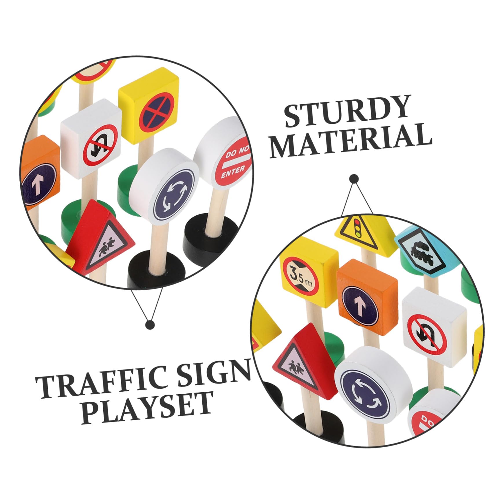 Ensemble De 16 Panneaux De Signalisation en Bois Jouet De Signalisation Routière pour Enfants Mini Panneaux De Rue Apprentissage Préscolaire Sensibilisation À La Sécurité Jeu Interactif