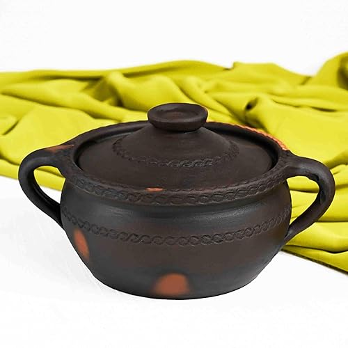 Miniatura 4 de High Wind Flamed Dark Primitive Cooking Pot - Pre Seasoned - Made from Fire Clay Compact Design for Stove Top and Open Fire