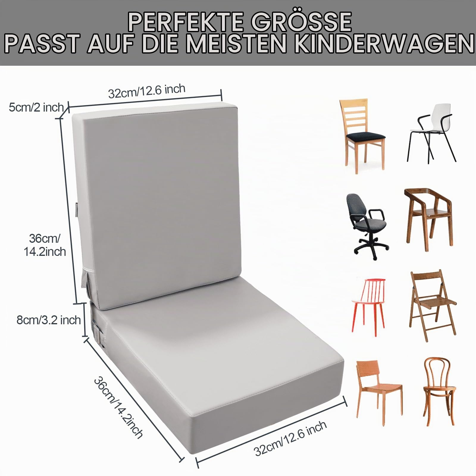 Sitzerhöhung Stühle Kind für Den Tisch, PU waschbar 2 Stücke Riemen Sicherheitsschnalle Kinder Booster Sitz für Esstisch, tragbare Reise Erhöhen Kissen für Stuhl