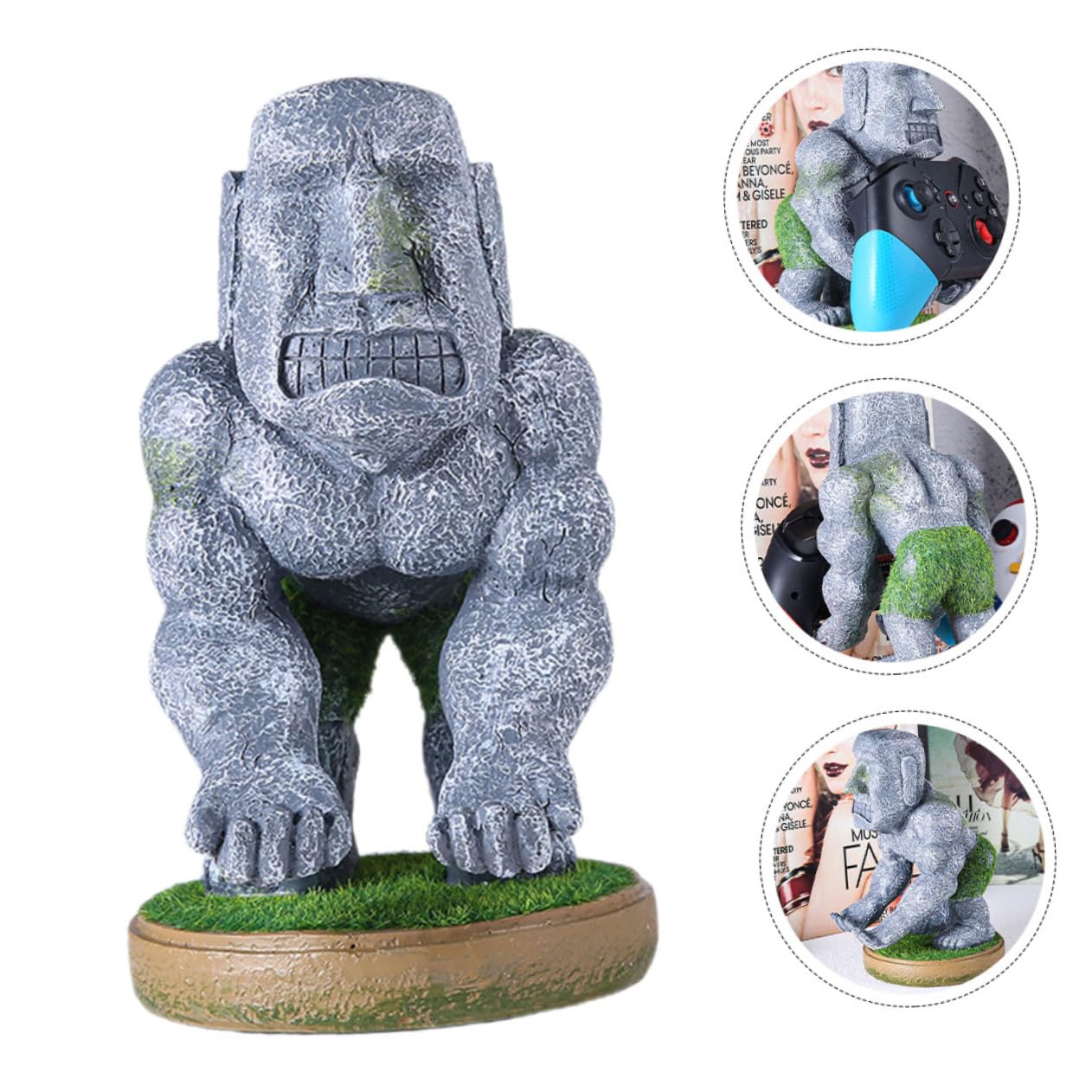 Tofficu Supporto Controller Gaming in Resina a Forma di Statua Moai, Multiuso e Durevole, per Desktop e Casa, Accessorio Postazione Gaming Originale