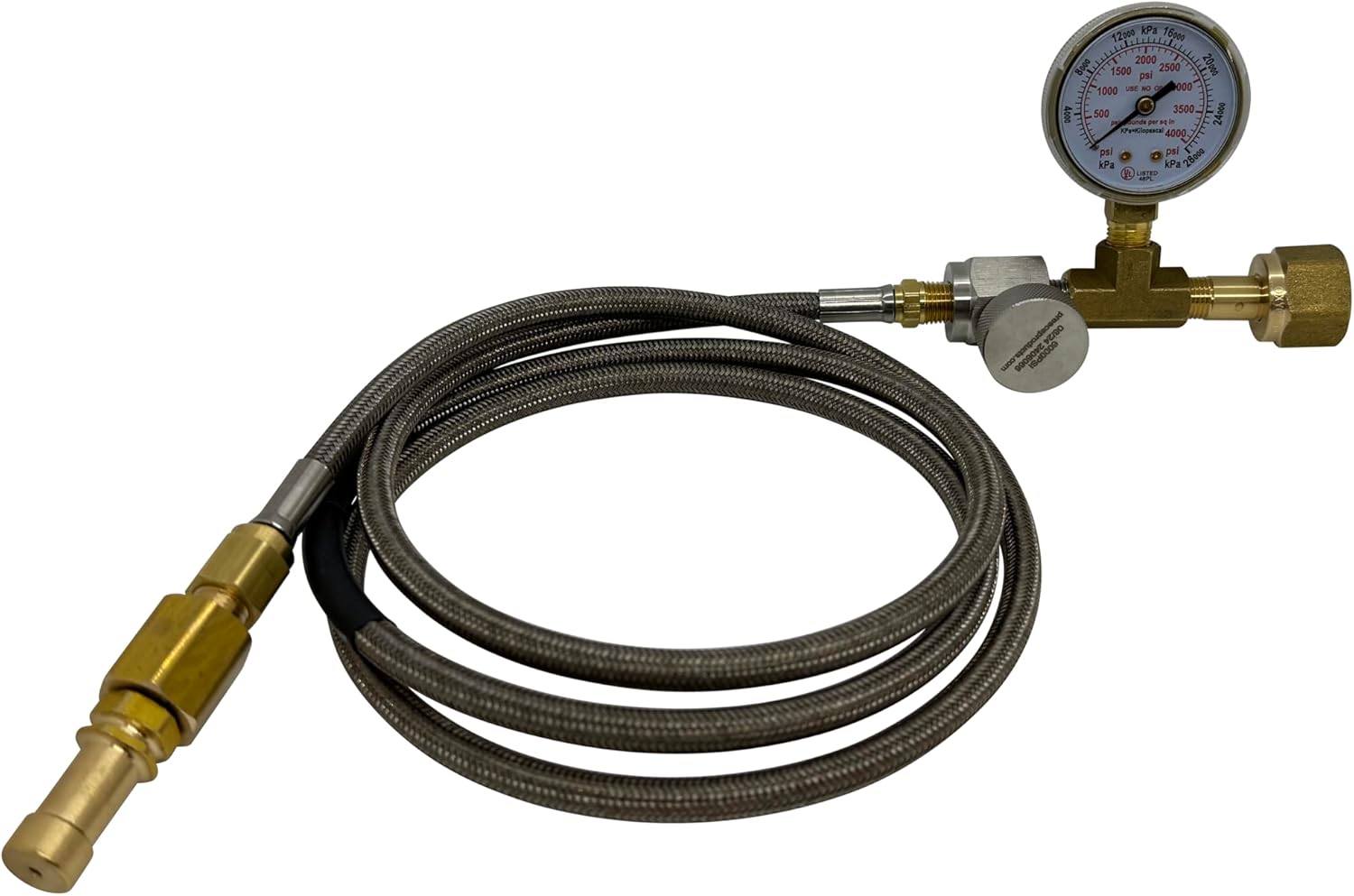 Preece Precision Oxygen Transfill 72" Hose Assembly, Bleed Valve, Special Machine Check Valve Connector to CGA540