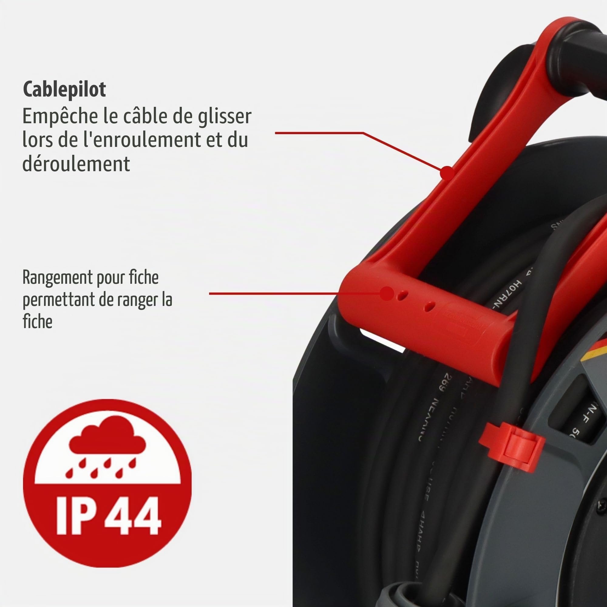 Brennenstuhl Garant Enrouleur de câble CEE 1 V2 IP44 (Enrouleur de câble CEE avec câble de 30 m en Noir, fabriqué en Allemagne, Utilisation extérieure permanente IP44)