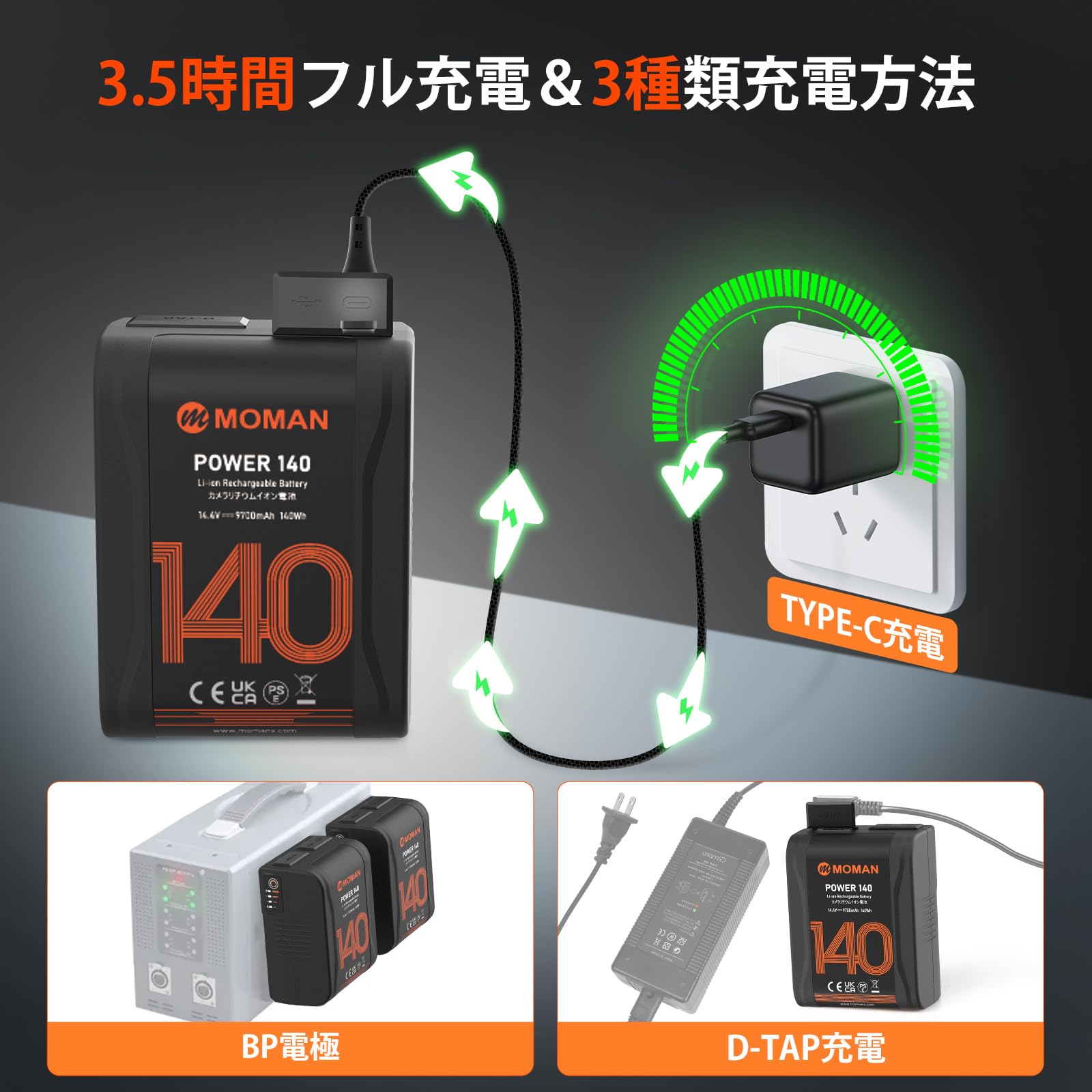 Amazon.co.jp: Moman Power140 Vマウントバッテリー 機内持ち込み可