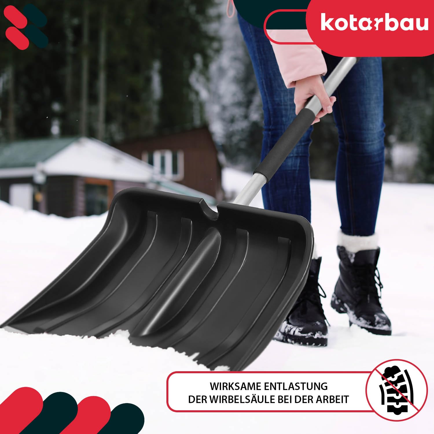 KOTARBAU® Set pala da neve con manico in legno, guanti caldi, pala da neve, pala da neve, pala con manico, Pala da neve con manico telescopico/scopa da strada/raschietto per ghiaccio/guanti