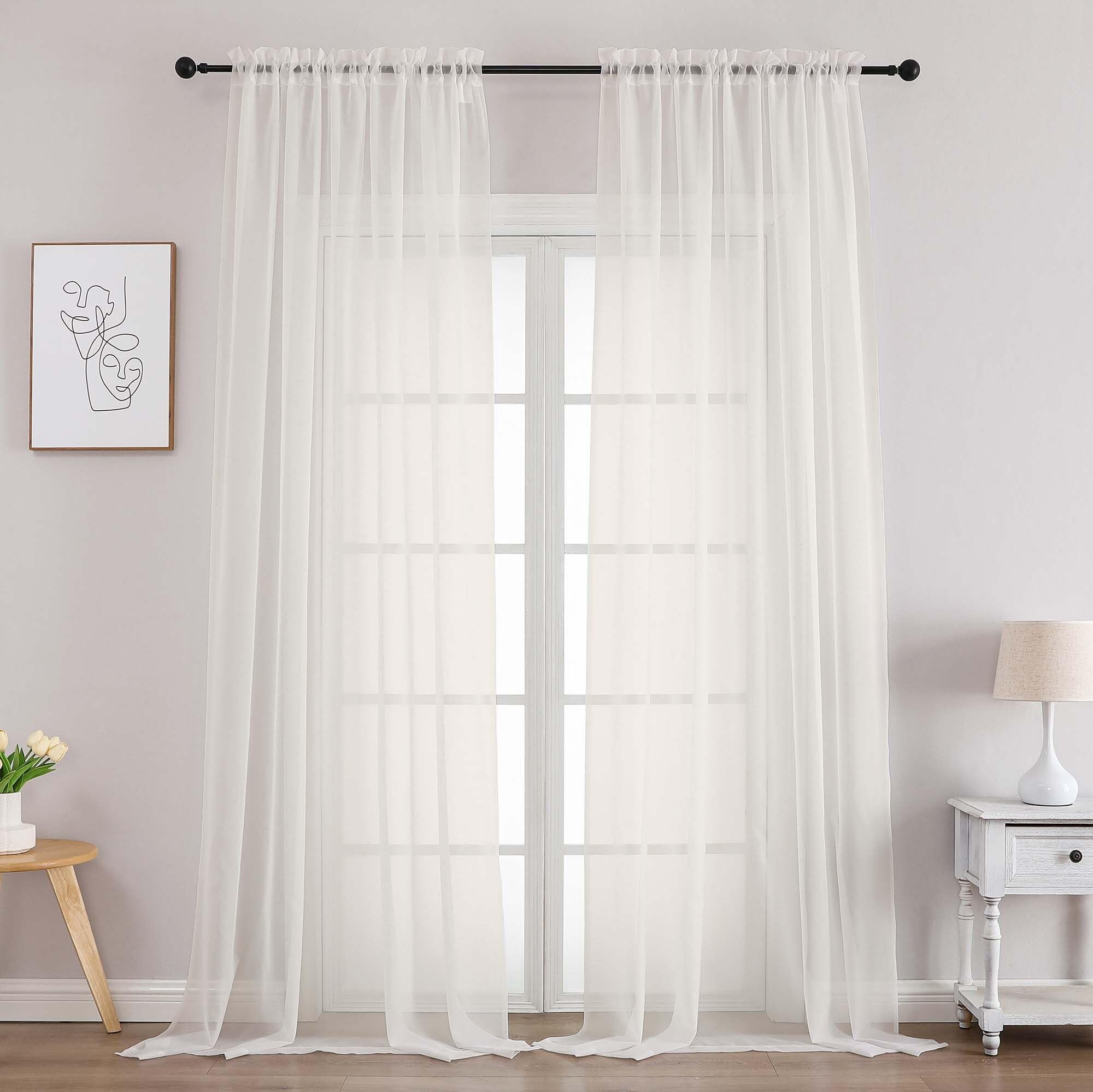 Chyhomenyc Extra Long Ivory Sheer Curtains 108 Inches Long 2 Panels, Light Filtering Ivory Curtains for Living Room, Soft Gentle Voile Rod Pocket Bedroom Window Drapes, 59Wx108L Inch, 9FT, 2PCS โ image 1