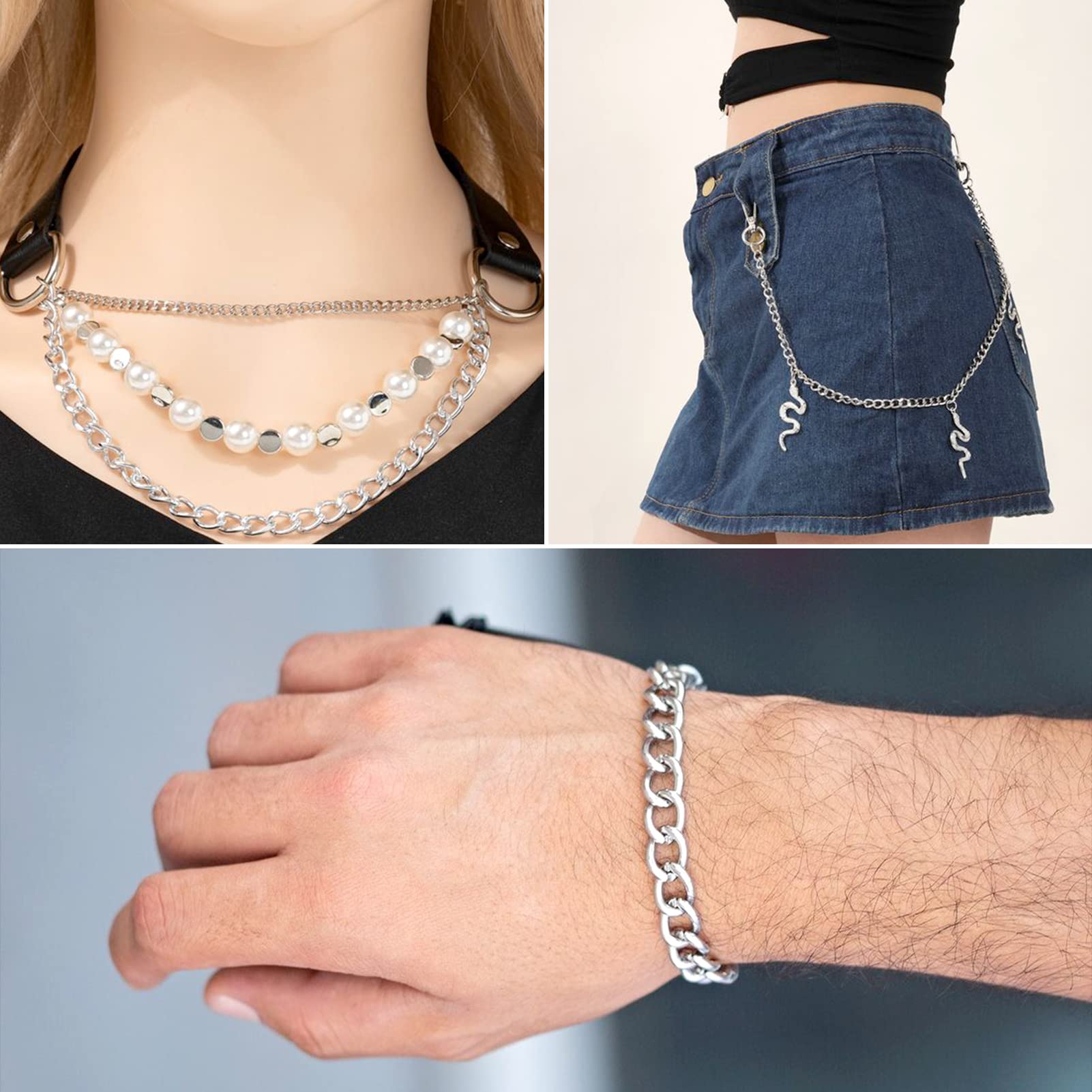 Rotolo Catena Alluminio 5 Metri Per Gioielli Fai Da Te - Maglie Intrecciate Argento 6.5x10mm