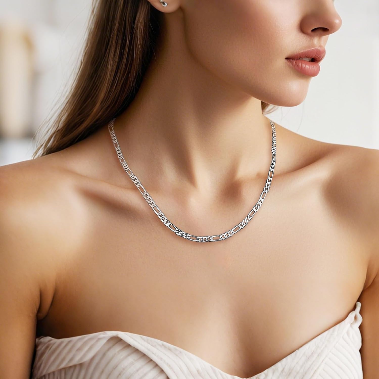 Necklace for Women/men,Stainless Steel Plated Silver/Gold Necklace Length 14/16/18/20 Inches,Dainty Snake/cable/figaro/Guage Necklace Jewelry - Image 3