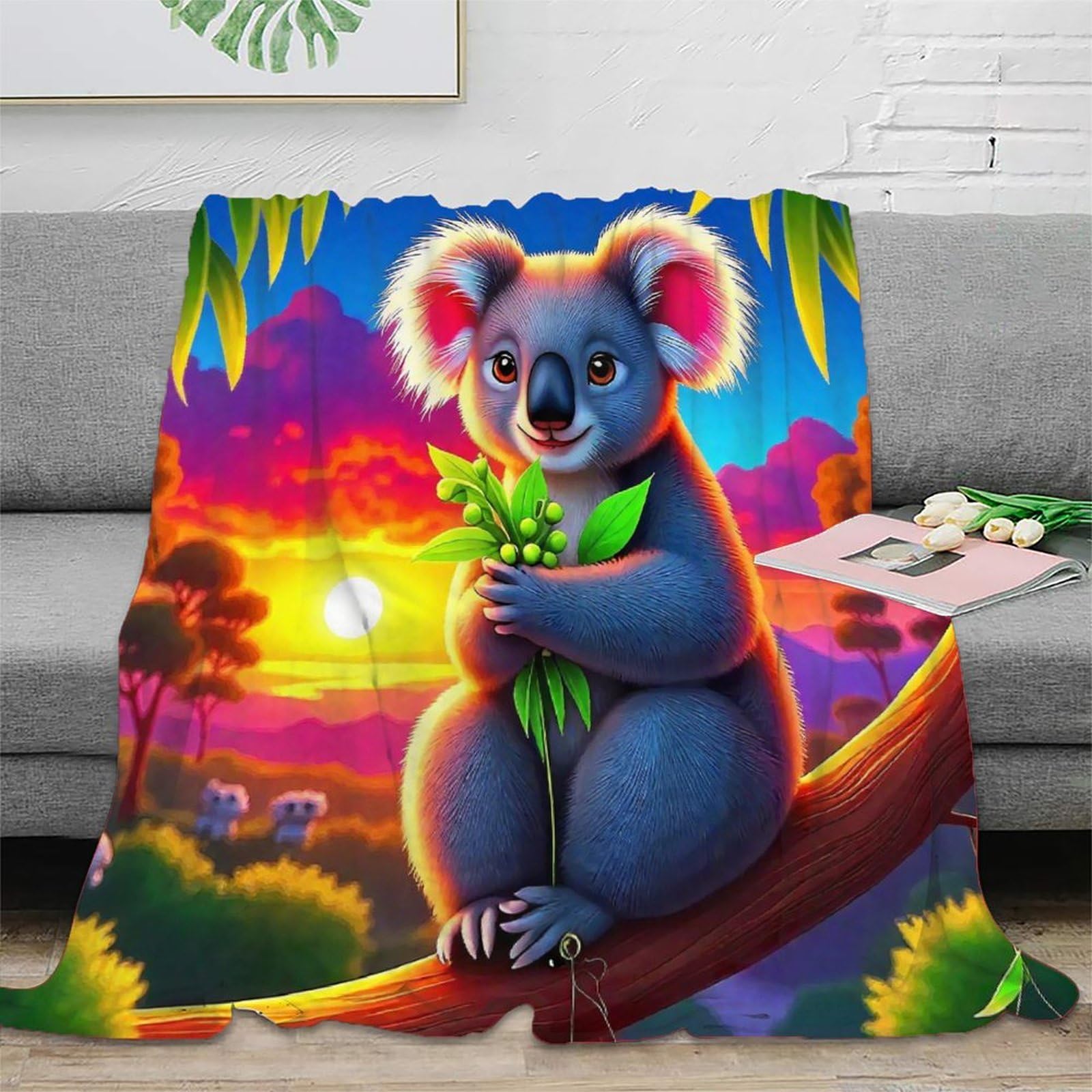Couverture koala contre le froid plaid microfibre isolant pour canapé frileux