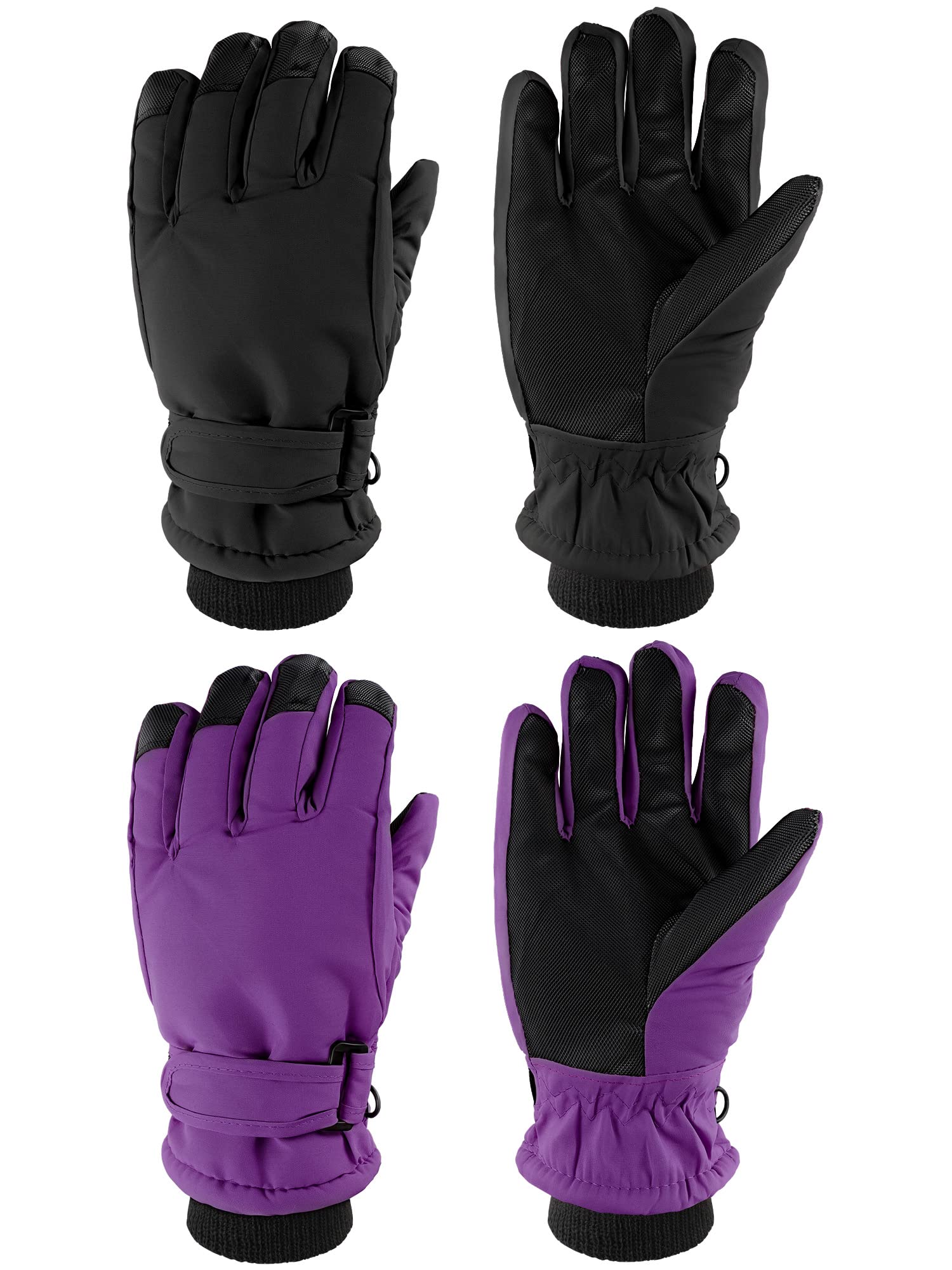 Haysandy 2 Pairs Kids Winter Gloves Snow Cold Weather Waterproof Gloves Warm Windproof Girls Boy Gloves Sport Ski Gloves