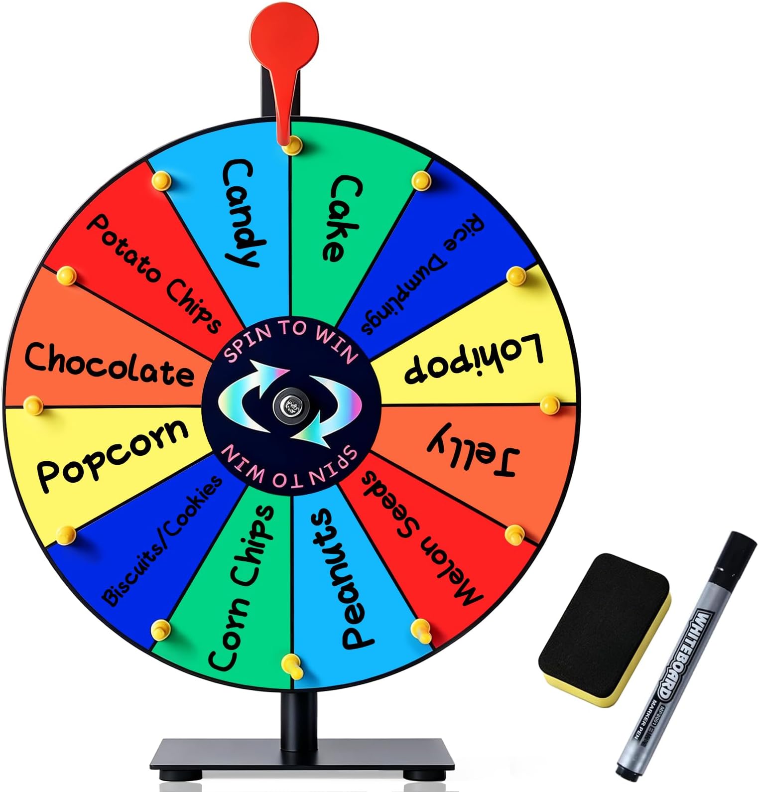 12 Slots Prize Wheel,12 Inch Wheel Spinner With Stand And Heavy Duty Base,Spinning For Prizes,Spin The Fortune Spinning Game Carnival & Engaging Home Parties,Tradeshow.