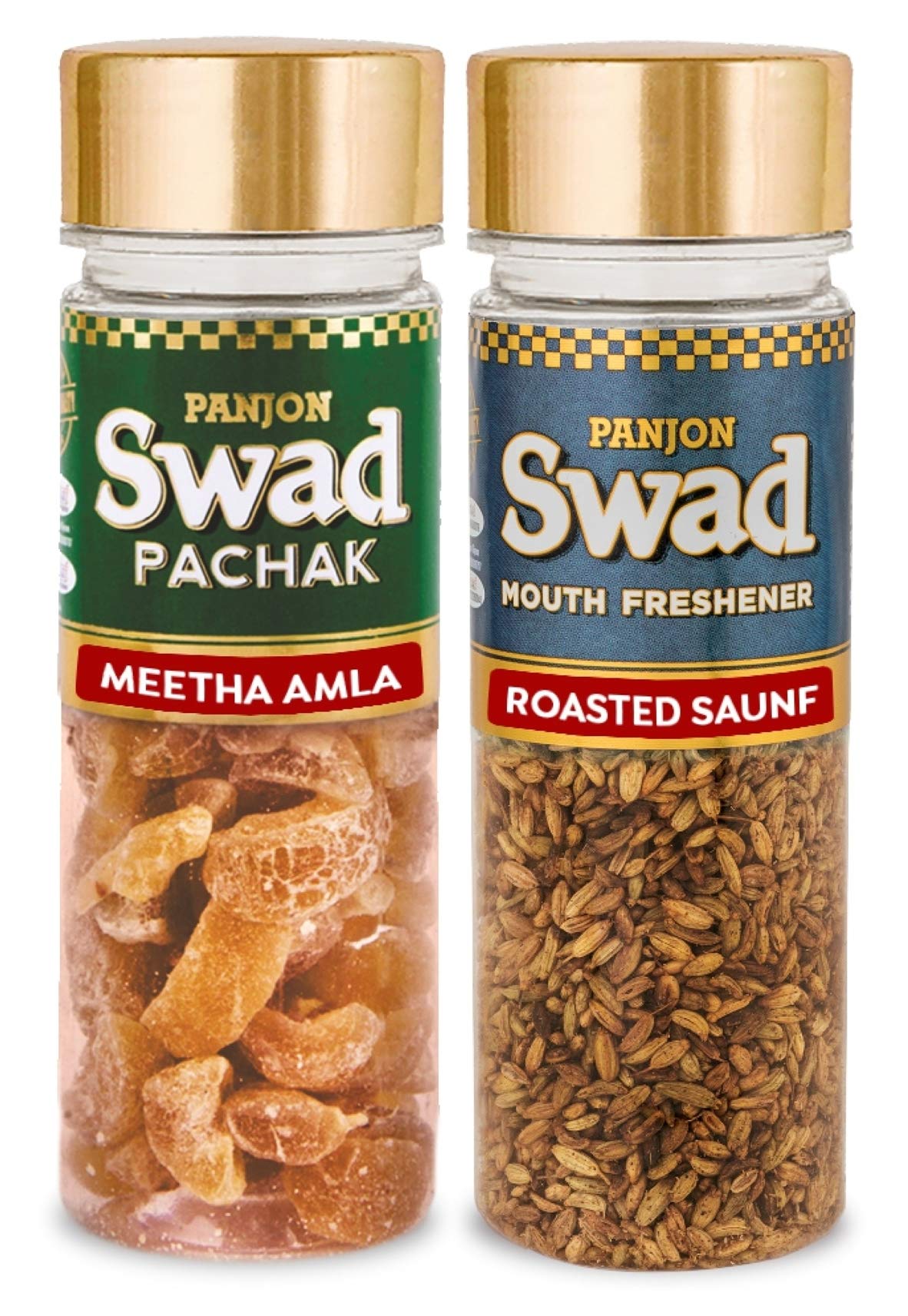 Panjon Swad Meetha Amla & Roasted Saunf Pachak (Mukhwas Mouth Fresheners) 2 Bottles, 175G