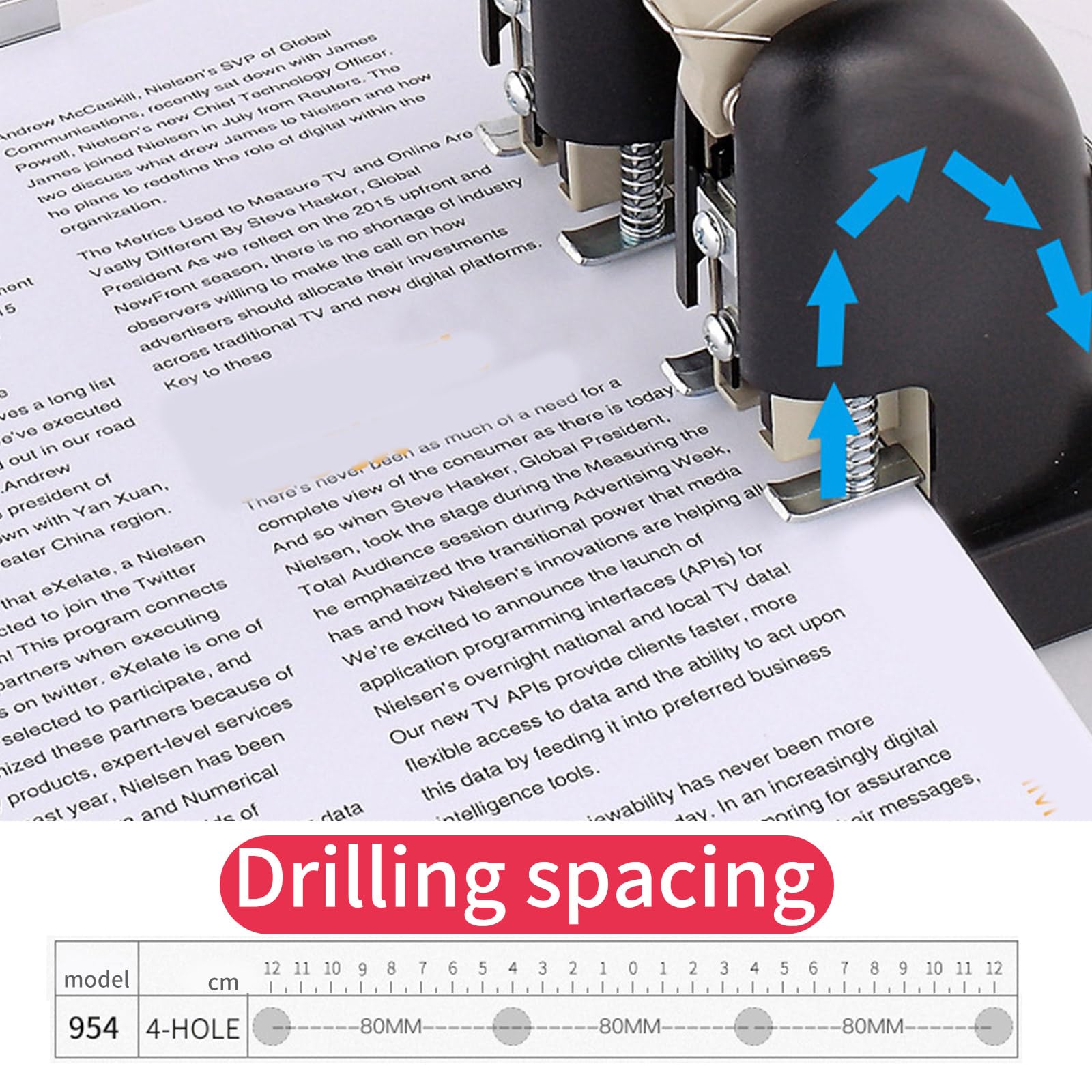 Perforatrici industriali resistenti 4 perforatrici per carta con duide regolabile Capacità 150 fogli per laminati in PVC Puncher regolabile