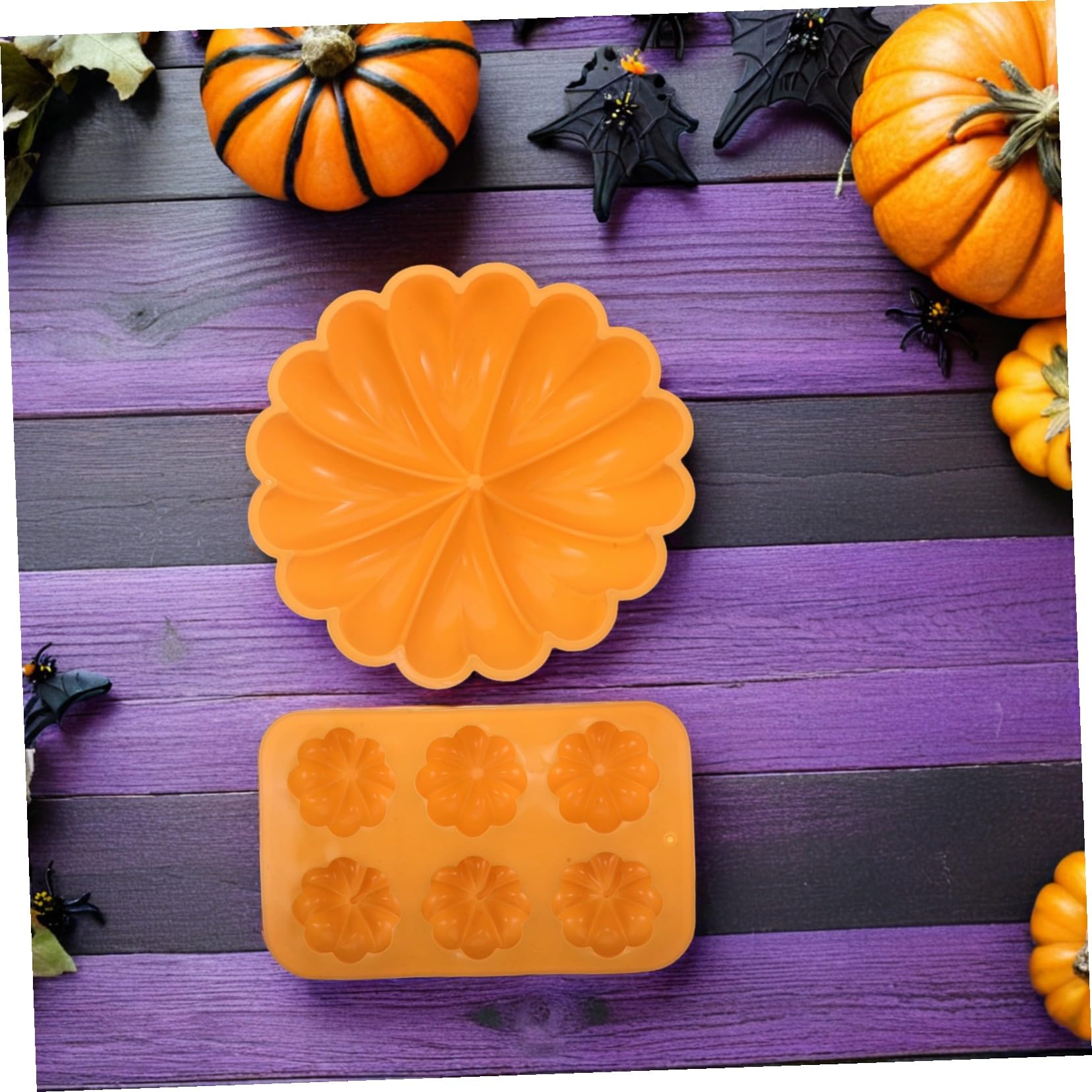 IMIKEYA 2piezas Moldes de Silicona para Pasteles de Calabaza Molde de Silicona para Hornear para Halloween y Festivales Cosecha para Postres de Mousse de Gelatina y Repostería Doméstica
