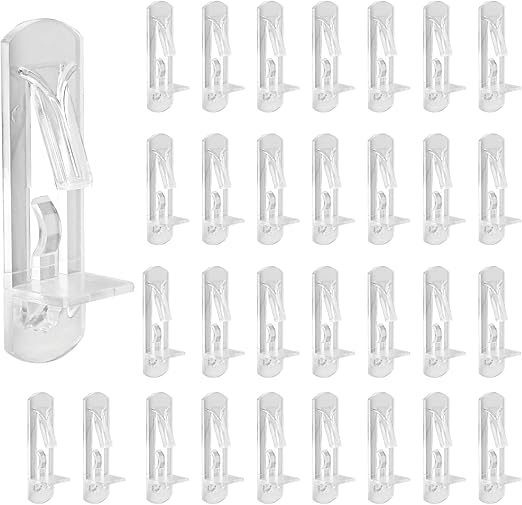 Uenhoy 50 Pcs Plastic Locking Shelf Pins, Clear Self