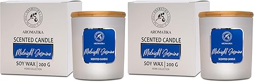 Miniatura 10 de Vela perfumada Midnight Jasmine  Vela de cera de soja con aceite esencial  Regalo de vela de cristal  Vela de aromaterapia  Hasta 45 horas de tiempo