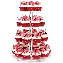 YestBuy Cupcake Stand 4 Tier Round Tower with Base, Acrylic Cupcake Holder, Clear, 38 Cupcakes, Wedding Birthday Pastry Display
