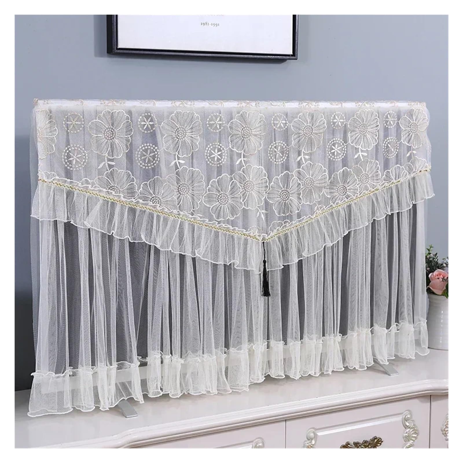 Fundas Protectoras para Televisores Lace All Inclusive TV Hood Sun Proof LCD Protective Cover And Towel Modern Wall Mounted(Color-01,70 * 210cm)