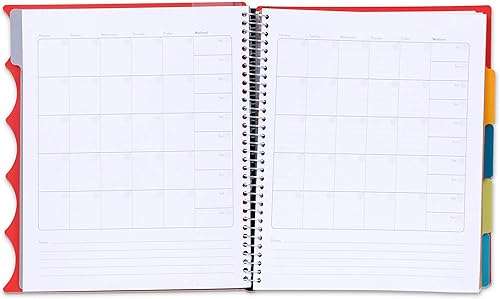 Miniatura 4 de Mintra Office - Libreta espiral de alta calidad durable, espirales cubiertas de tela, sin enganches, a rayas universitarias, divisores de bolsillo