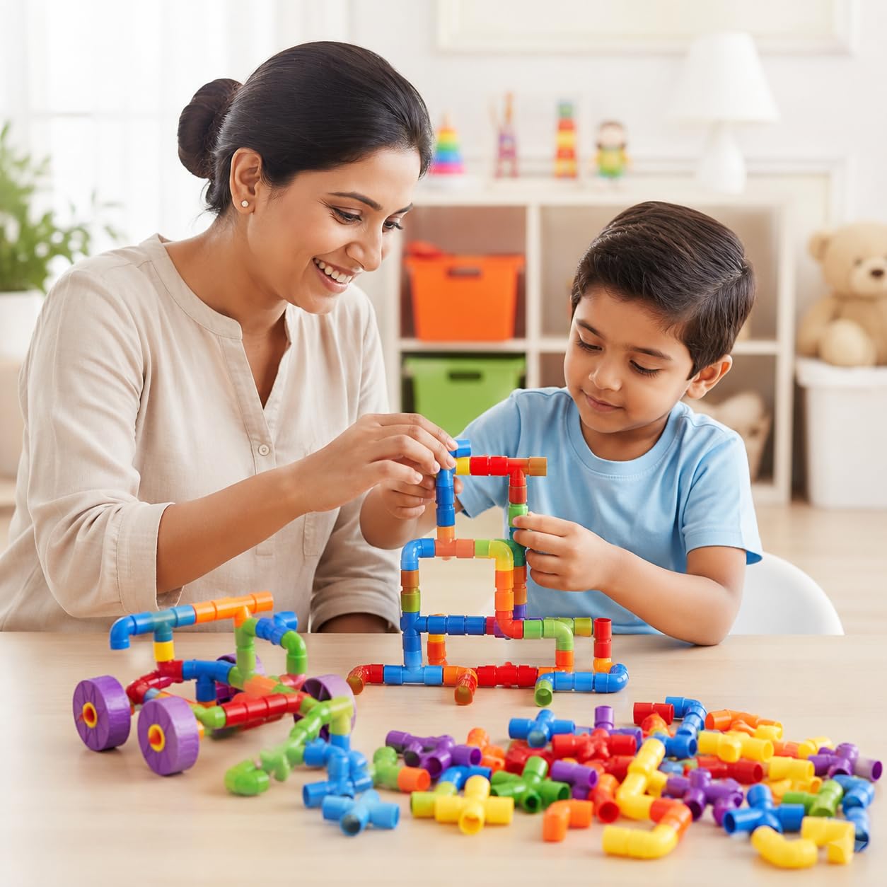 50 pcs Colorful Pipe Building Blocks Set Creative Tube Connector Construction Toy Kids DIY Pipe Builder Kit-image-47