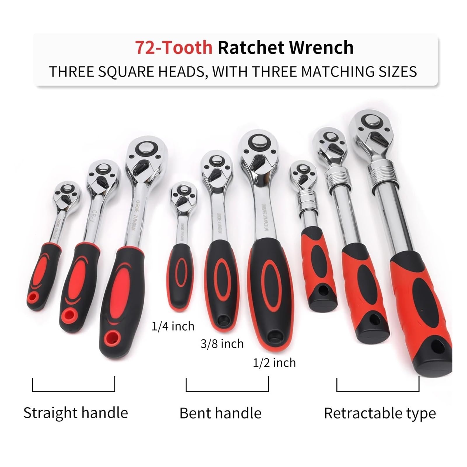 Klucz nasadowy 52 w 1 72 zęby 1/4 "3/8" 1/2 "regulowane przedłużenie klucz z grzechotką długi obrotowy teleskopowy(1-4 flexible handle)