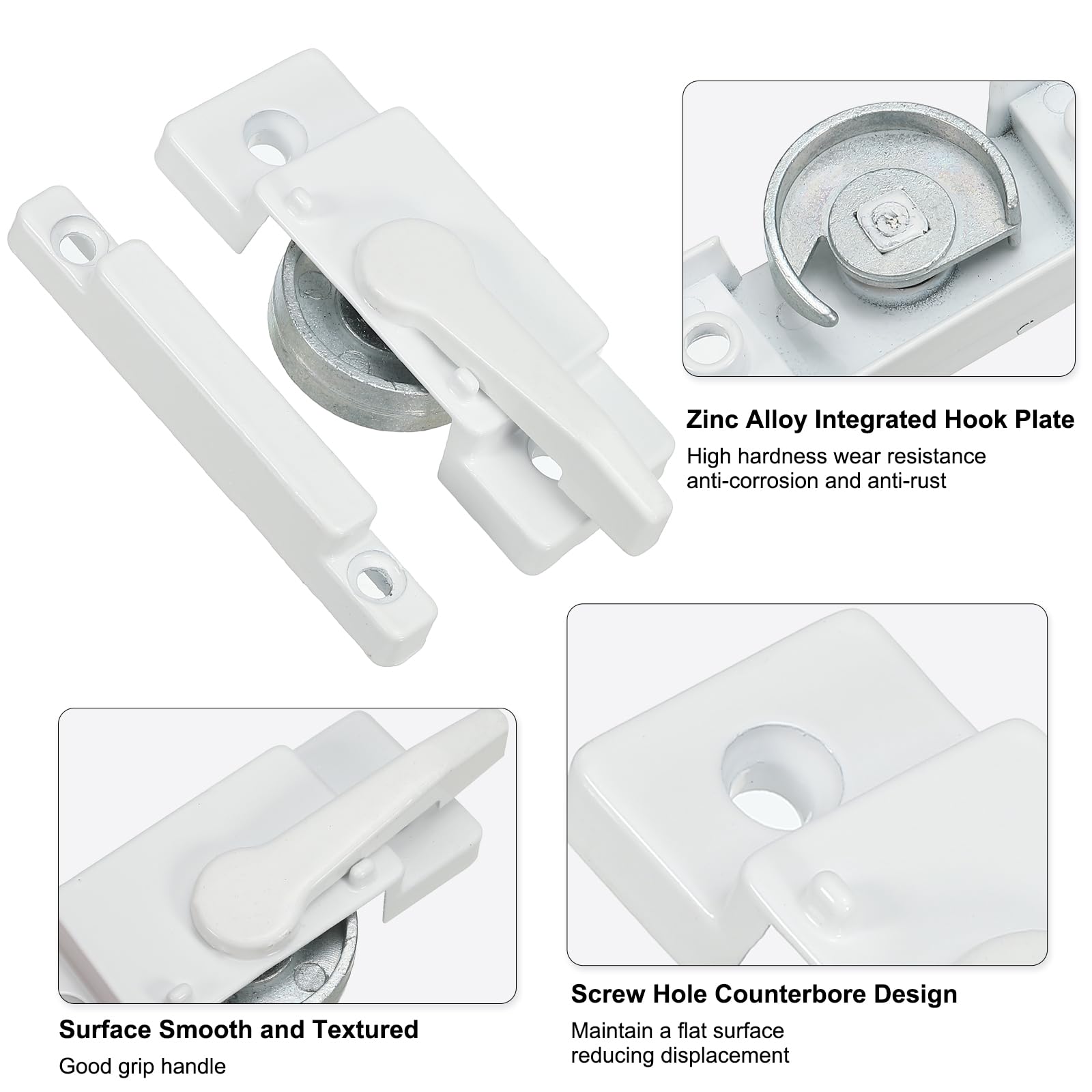 PATIKIL Window Sash Locks Zinc Alloy Cam Action Window Locks with Keeper Diecast Window Latches Replacement for Vertical & Horizontal Sliding Windows Security (Middle Hole) - Image 3