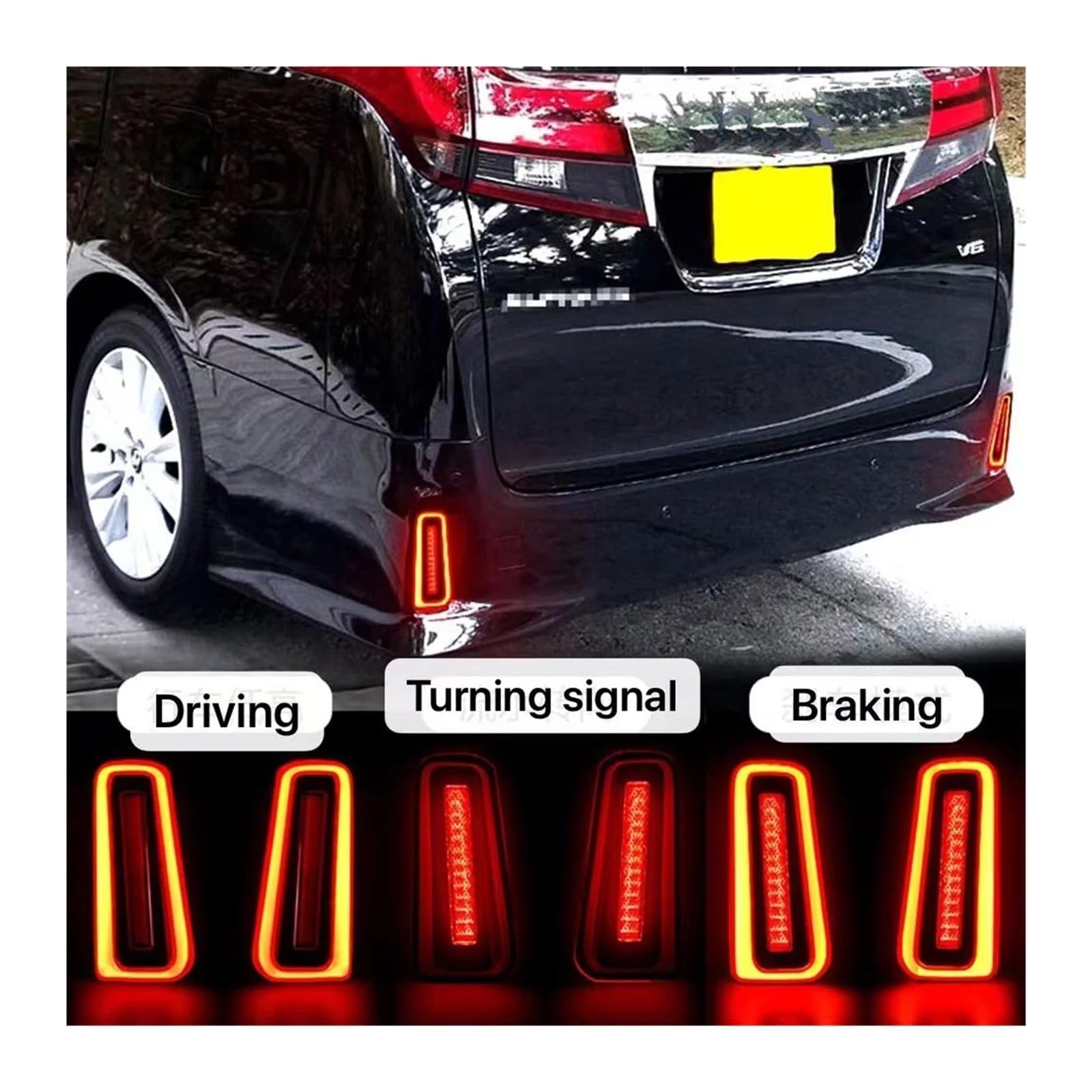 Pasuje do T0y0ta Alphard 30 Vellfire 30 tylne światło na zderzak lewy prawy tylny hamulec lampa stop DRL światła reflektorowe montaż akcesorium samochodowe(Red lens)