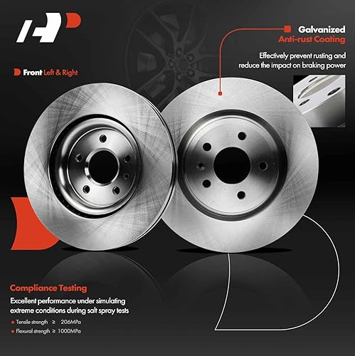 Miniatura 7 de A-Premium Kit de rotores de freno de disco sólido delanteros y traseros + pastillas de cerámica compatible con modelos seleccionados de Ford y