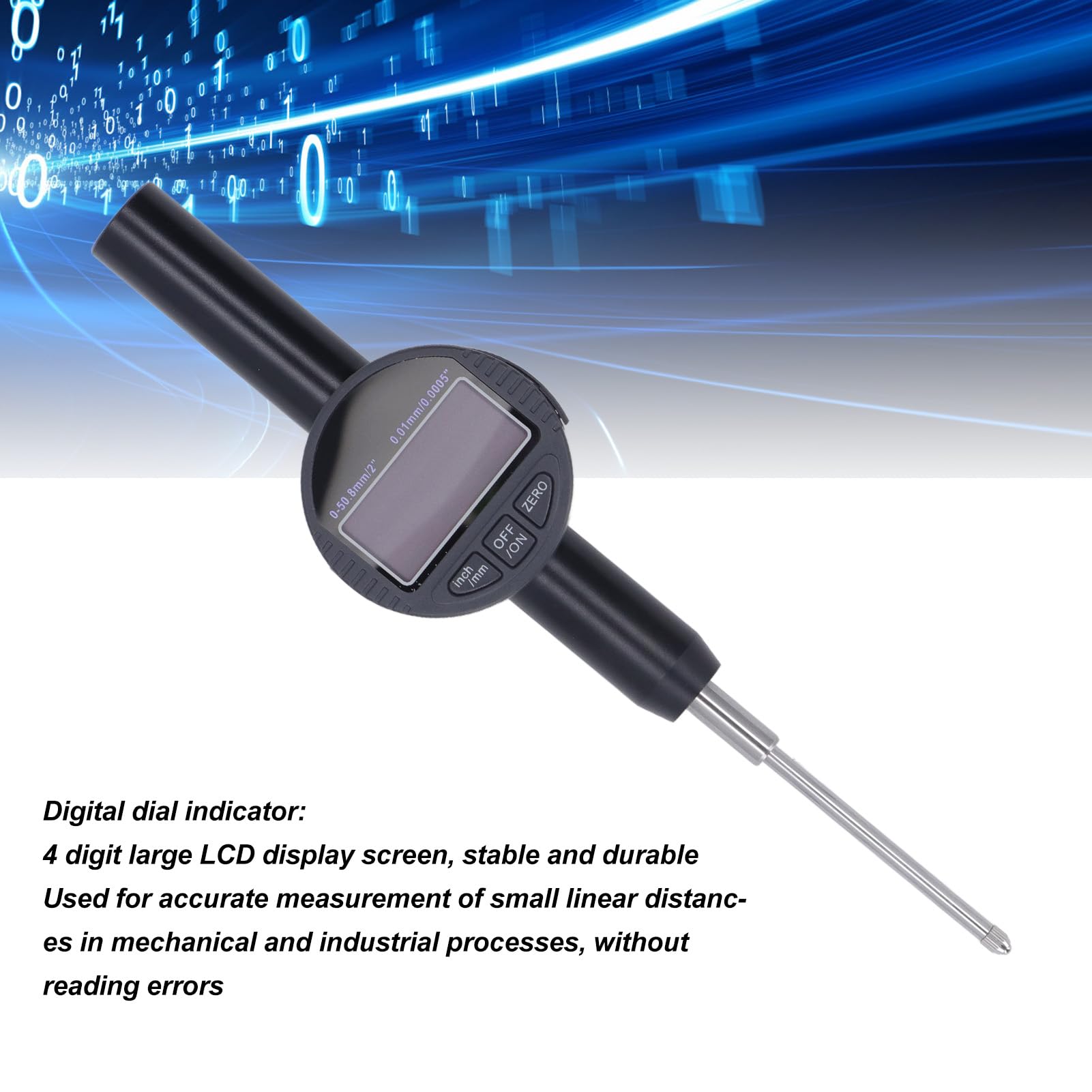 Yosoo Health Gear Digitale Messuhr, Aluminiumlegierung, Elektronische Messuhr, 0 Bis 50,8 Mm Bereich, 0,01 Mm Auflösung, 4-stelliges LCD, RS232-Ausgang für Maschinen, Industrieprozesslabor