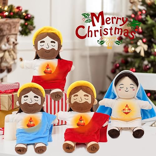 Miniatura 6 de Juguetes de peluche calmantes de Jesús con luz y sonido, muñeca de peluche de Jesús, peluche religioso católico cristiano, regalos de Navidad