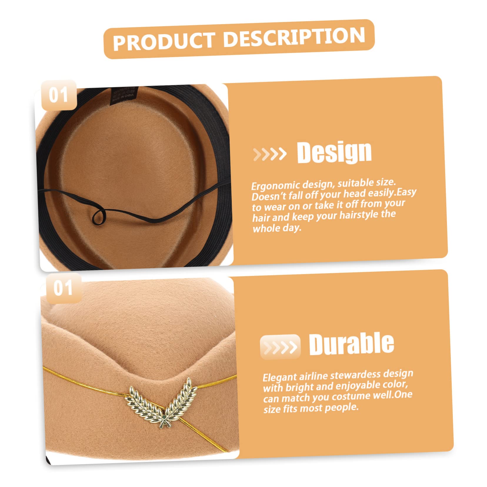 5piezas Sombrero De Azafata Para Disfraces De Aerolínea Accesorio De Cosplay Para Fiestas y Eventos Textura y Confortable