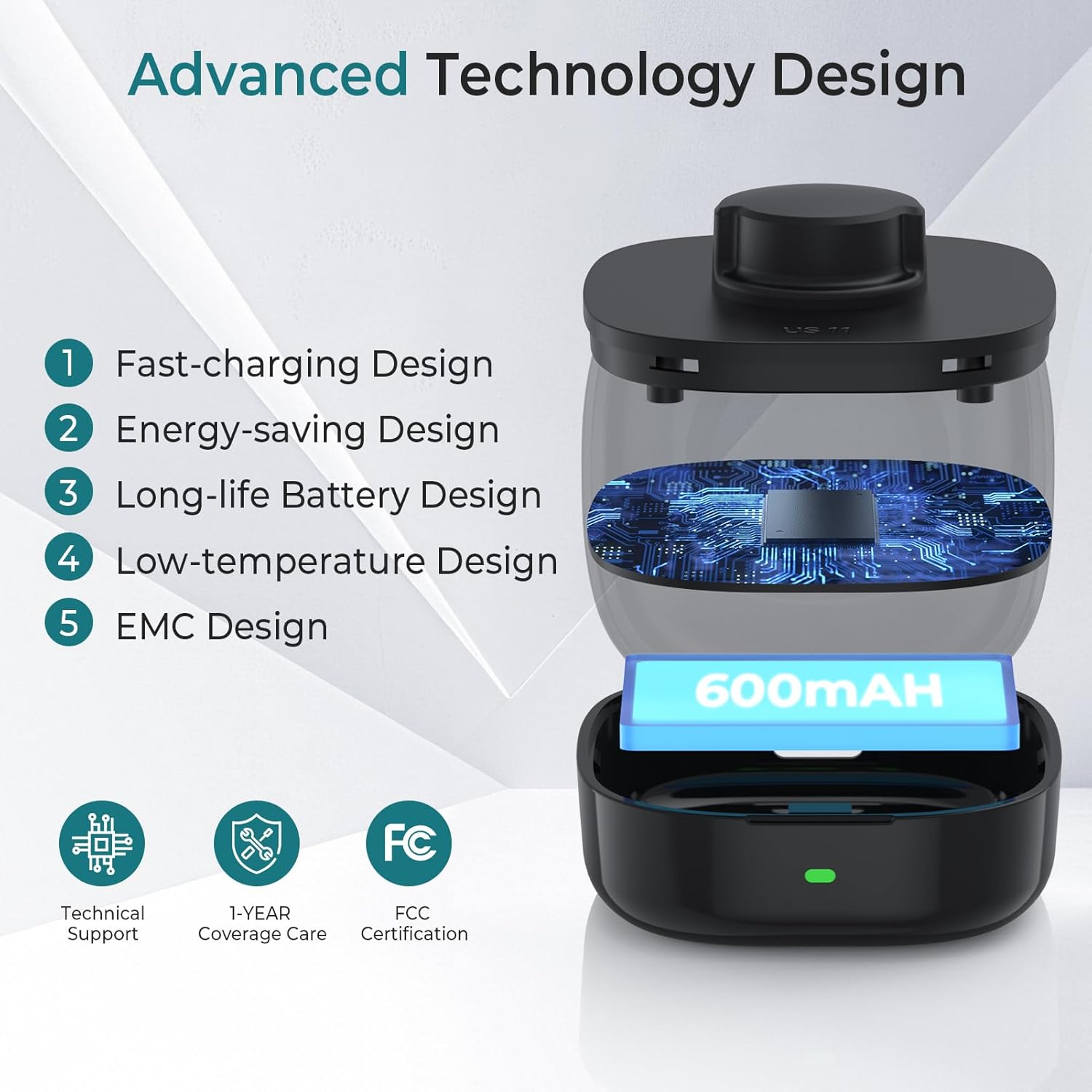 Upgraded Wireless Charging Case Compatible with O-ra Ring Gen3 Charger, Portable Travel Charger Dock with Indicator Light, Compact Charging Box for O-ra Ring Gen3 Heritage/Horizon（Black,Size 9）